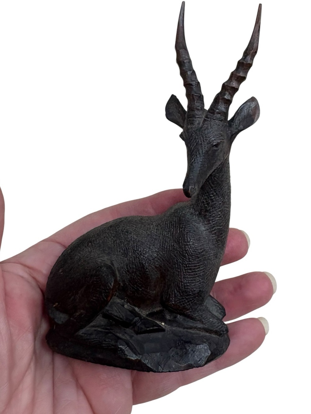 Vintage Handcarved Wooden Ebony African Antelope Gazelle Figurine Sculpture - Picture 4 of 11